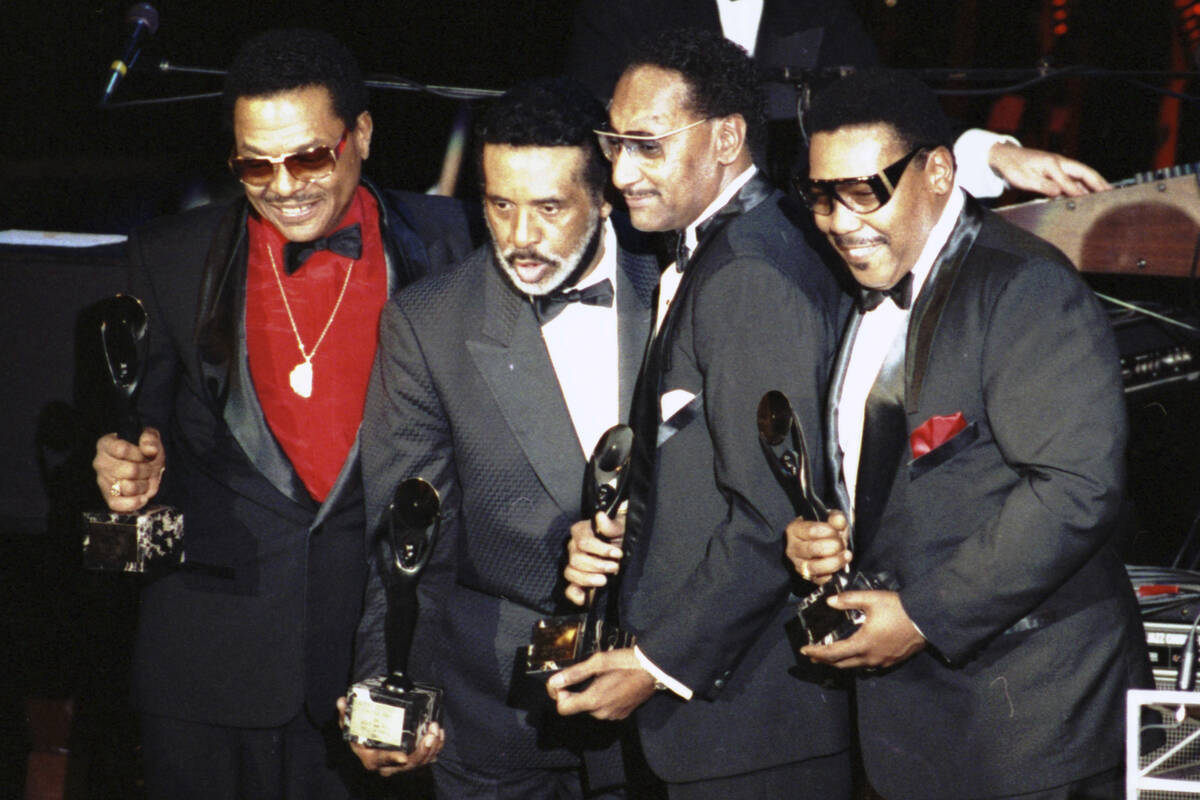 FILE- The Four Tops, from left, Renaldo "Obie" Benson; Levi Stubbs; Abdul "Duke& ...