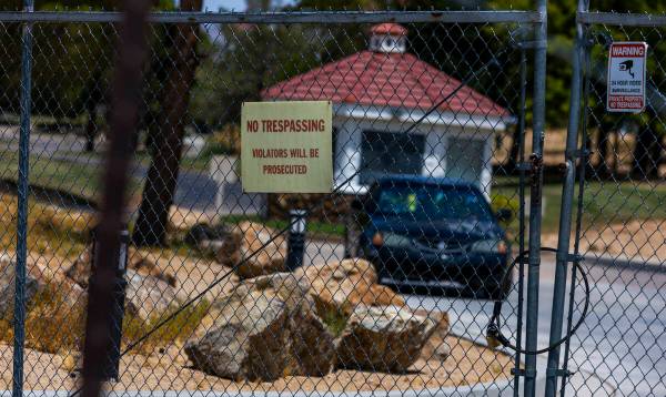 The entrance gate at the Primm Valley Golf Course which is currently closed and has been sold ...