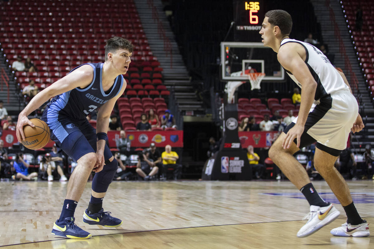 Memphis Grizzlies forward Jake LaRavia (3) looks to make a play against Miami Heat forward Cole ...