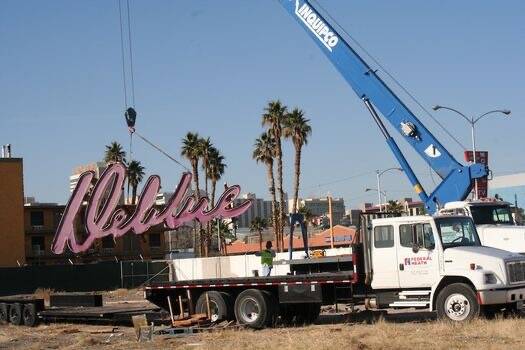 The sign from the Debbie Reynolds Hollywood Hotel, which operated from 1992 to 1999, is being r ...