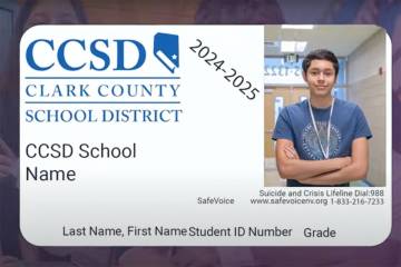 A screenshot from a video shows a depiction of a Clark County School District student identific ...