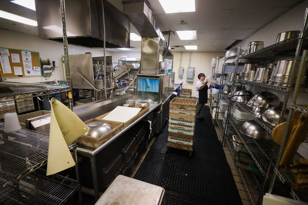 A dishwashing classroom is seen at the Culinary Academy of Las Vegas on Friday, July 19, 2024, ...