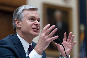 FBI Director Christopher Wray testifies before a House committee about the July 13 shooting at ...