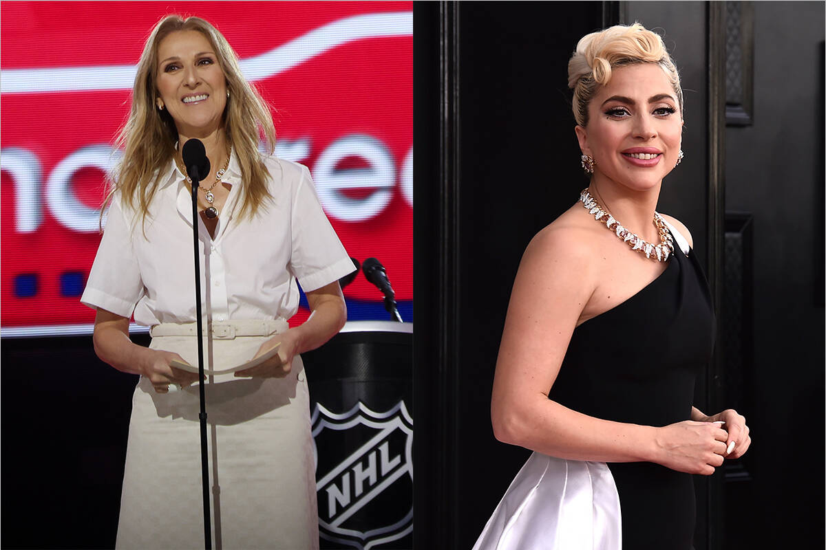 Celine Dion, left, and Lady Gaga. (Las Vegas Review-Journal/Invision/AP)