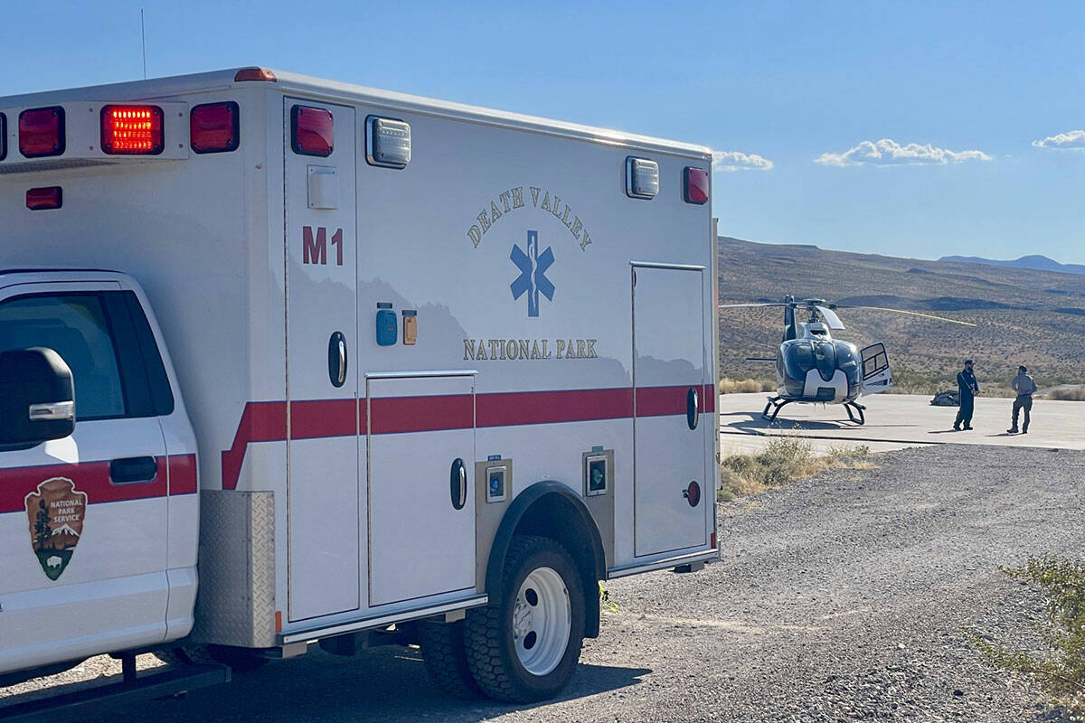 The National Park Service ambulance and Mercy Air’s air ambulance at the landing zone at 3,00 ...