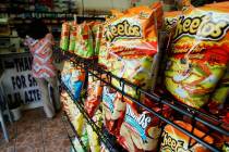 Flamin' Hot Cheetos are pictured near the front door of La Azteca Market in South Los Angeles, ...