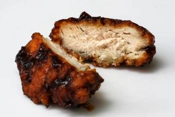 A "boneless chicken wing" is displayed in Glenside, Pa., on Feb. 8, 2023. On Thursday, July 25, ...