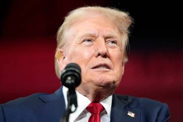 Republican presidential candidate former President Donald Trump speaks at a campaign rally Wedn ...