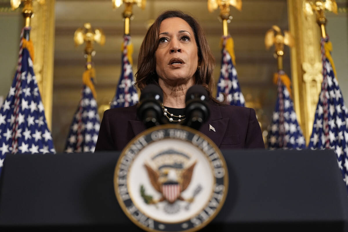 Vice President Kamala Harris speaks following a meeting with Israeli Prime Minister Benjamin Ne ...