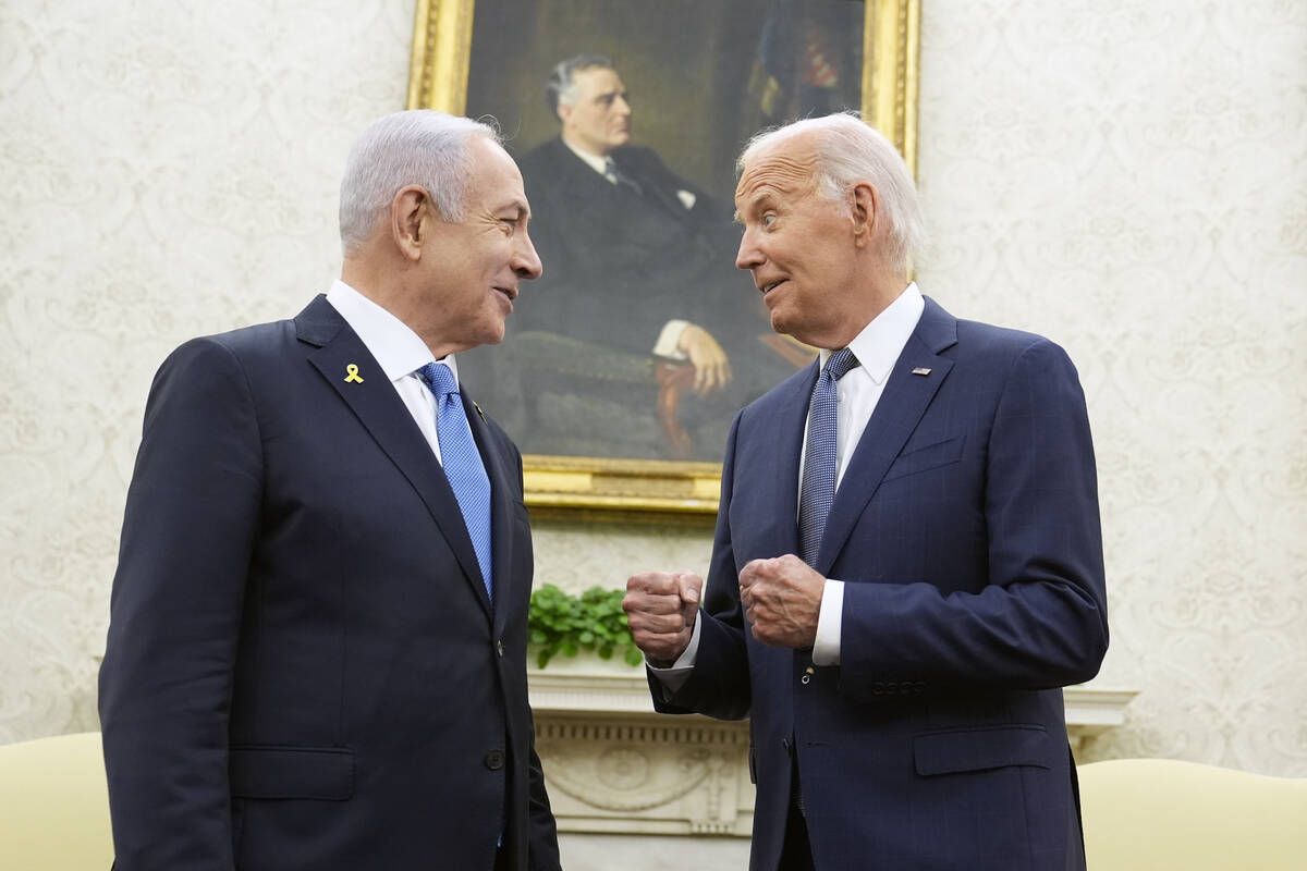 President Joe Biden meets with Israeli Prime Minister Benjamin Netanyahu in the Oval Office of ...