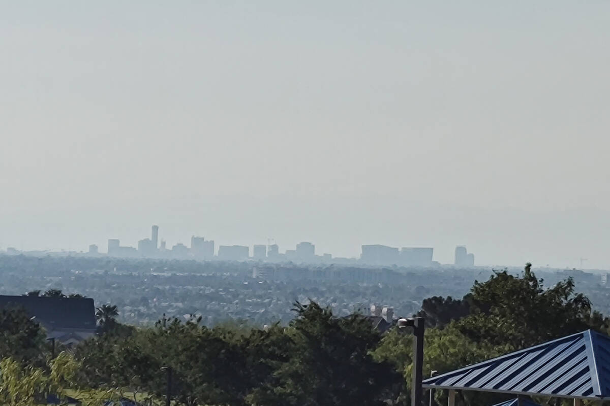 The Las Vegas Strip is seen from Lone Mountain and the 215 Beltway in Las Vegas on Saturday, Ju ...