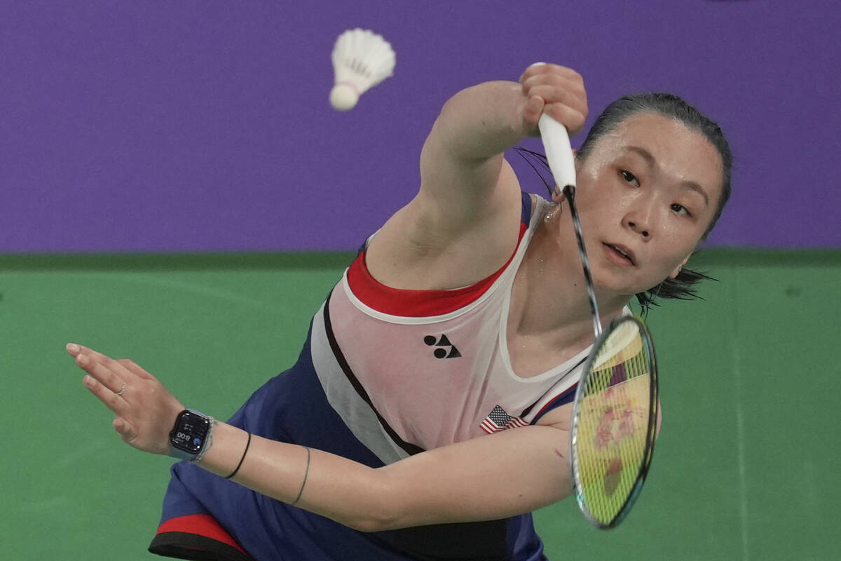 United States' Zhang Beiwen plays against Australia's Tiffany Ho during their women's singles b ...