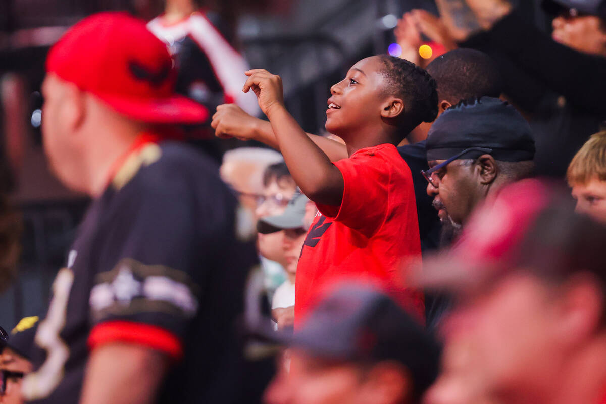 Knight Hawks fans cheer during a playoff game between the Knight Hawks and Arizona Rattlers at ...