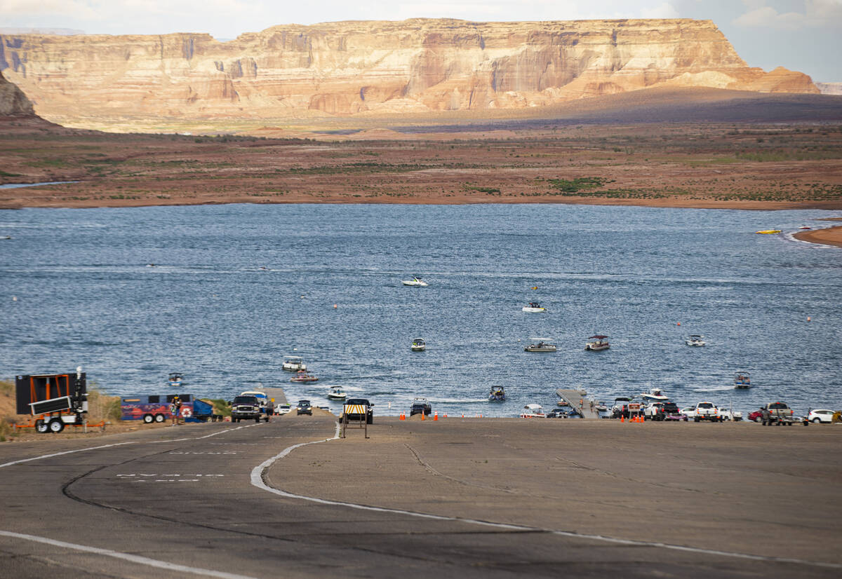 A view of the Wahweap main launch ramp at Lake Powell in the Glen Canyon National Recreation Ar ...