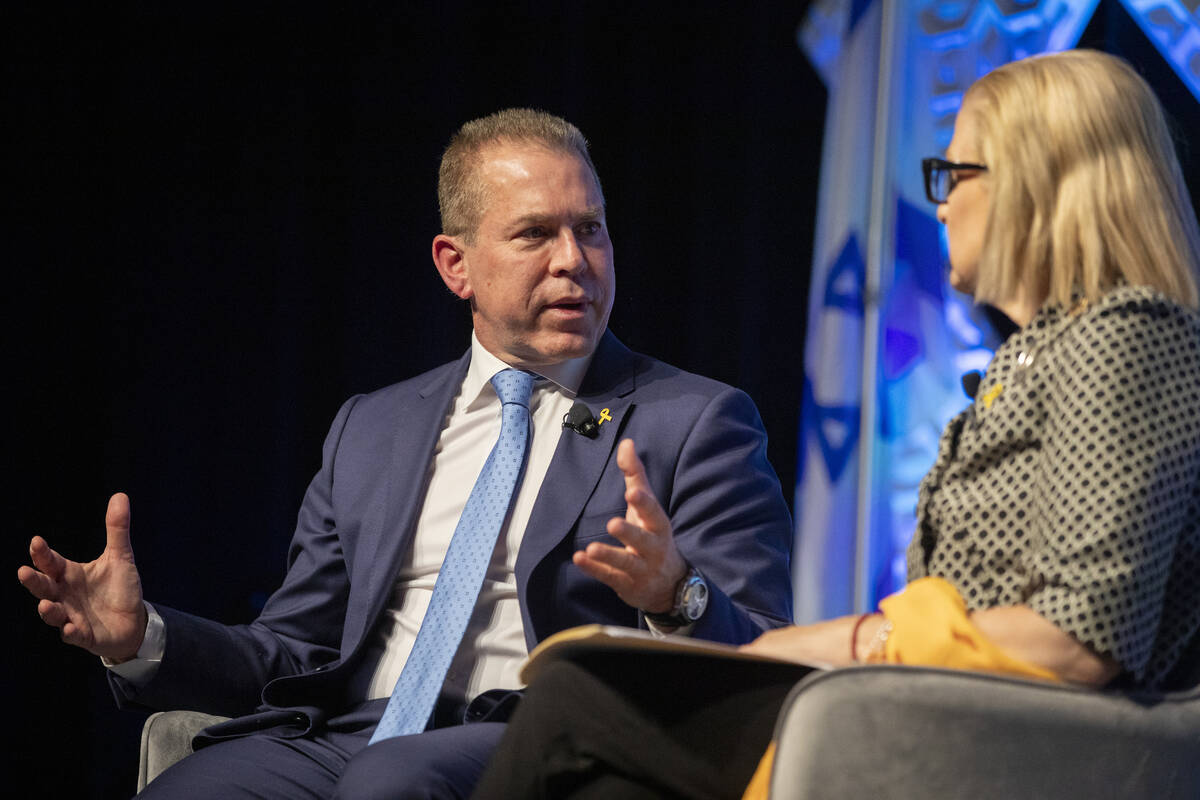 Israeli Ambassador to the United Nations Gilad Erdan, left, and National President of Hadassah ...