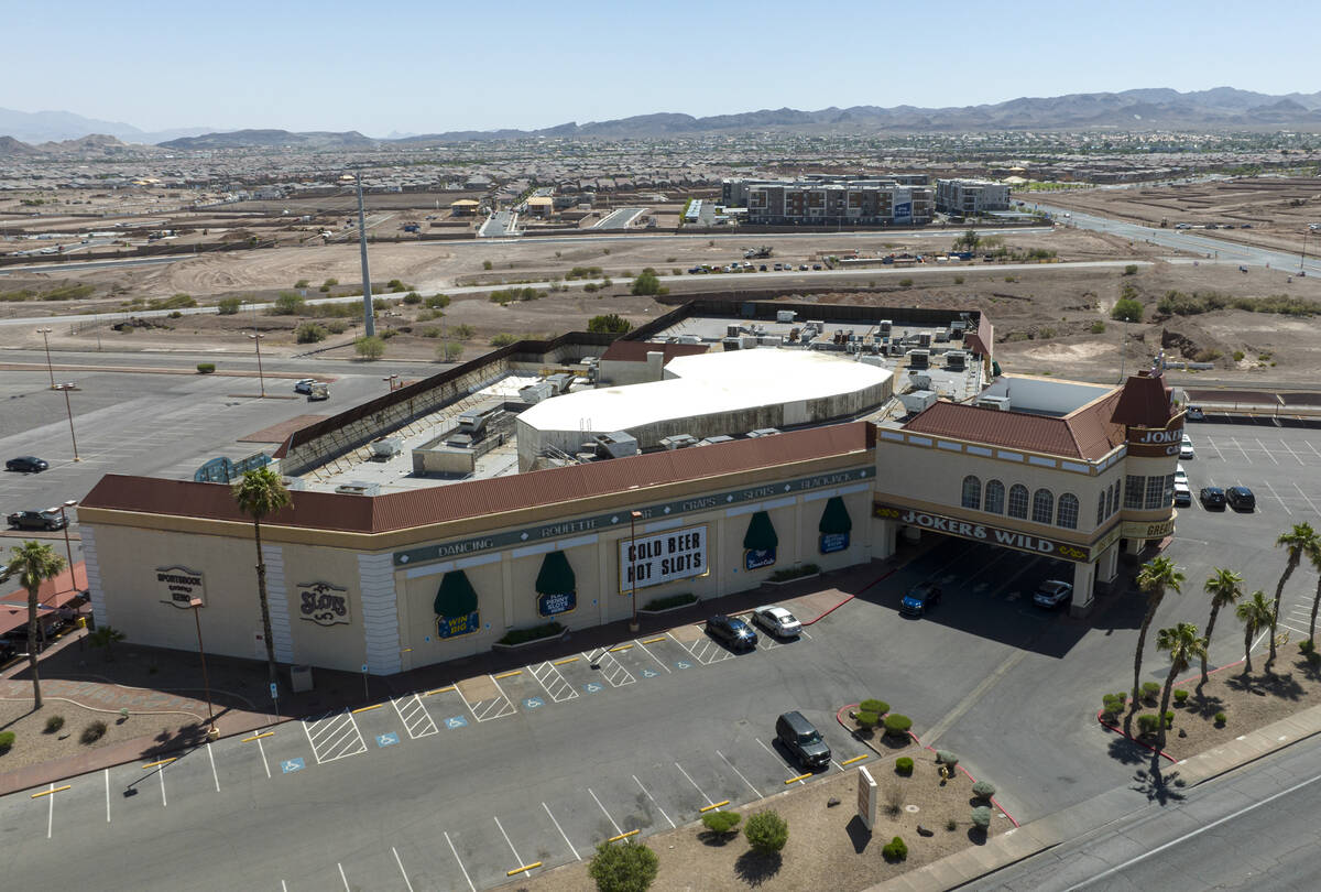 An aerial view of Joker's Wild casino on Boulder Highway and the Cadence housing development in ...