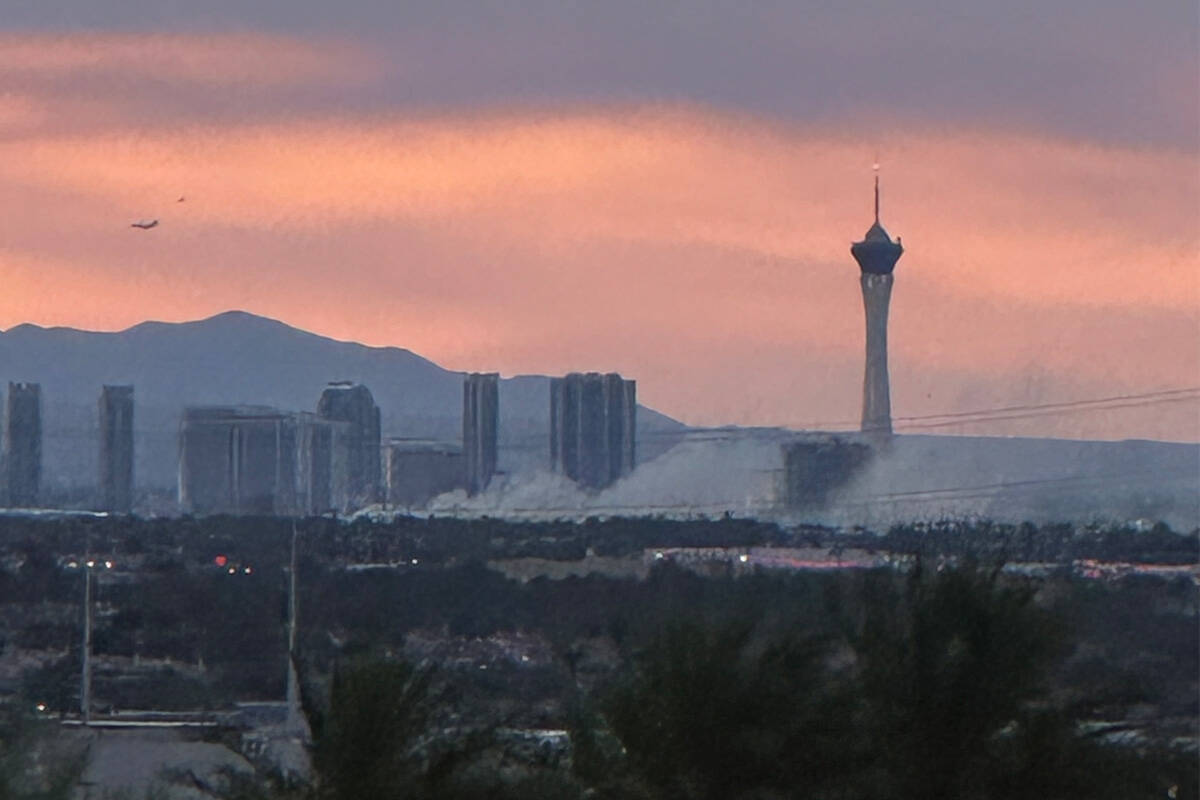 Smoke and flames near Las Vegas Strip on July 28, 2024. (Las Vegas Review-Journal)