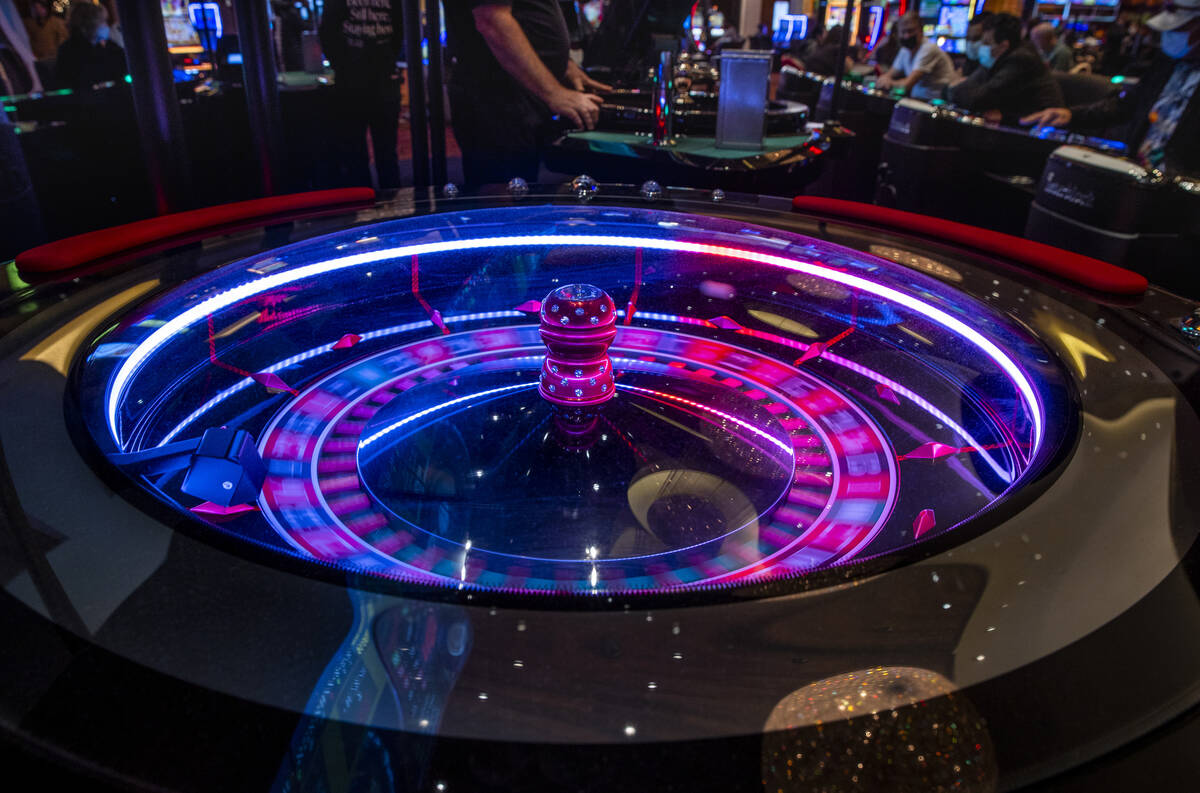 A Roulette wheel spins as apart of some Stadium Table Games at Red Rock Casino in Las Vegas. (L ...