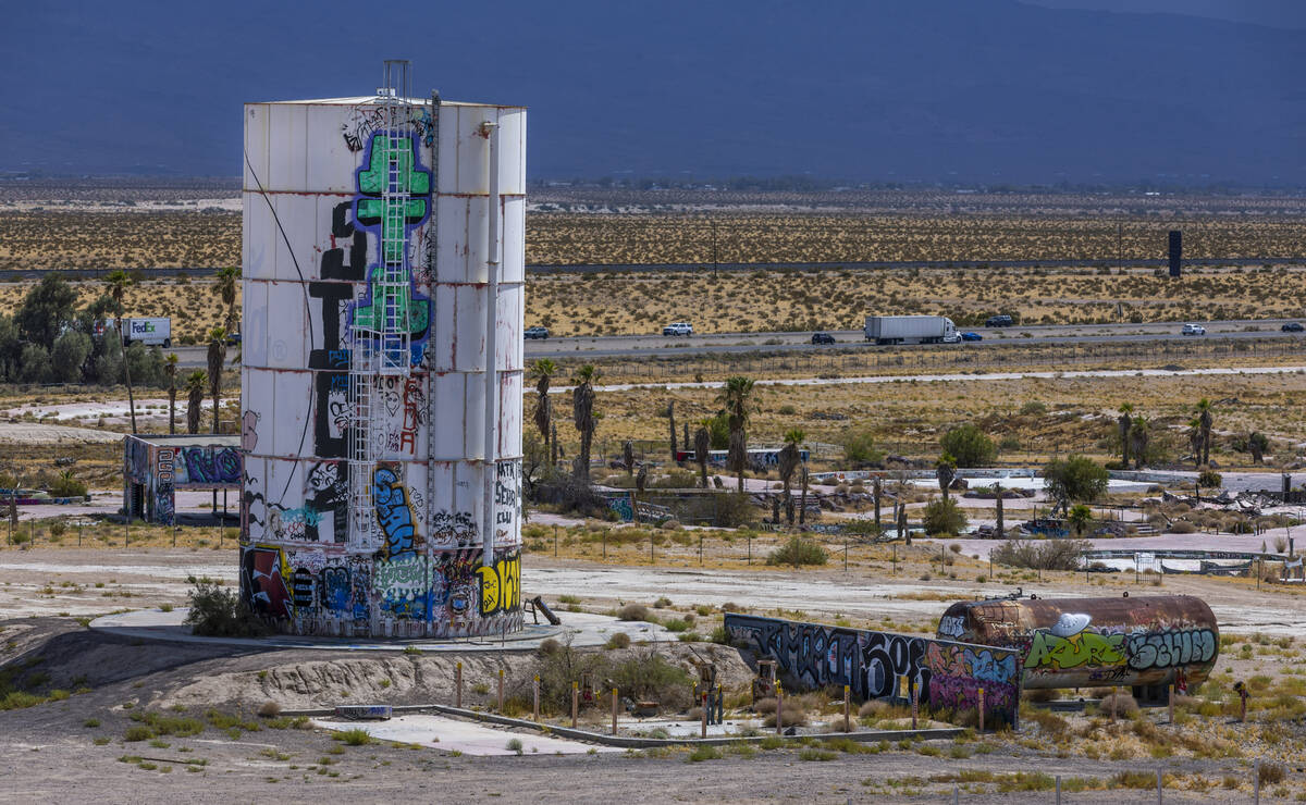 Water skill and fuel tank are covered in graffiti at the former Rock-A-Hoola Water Park on Tues ...