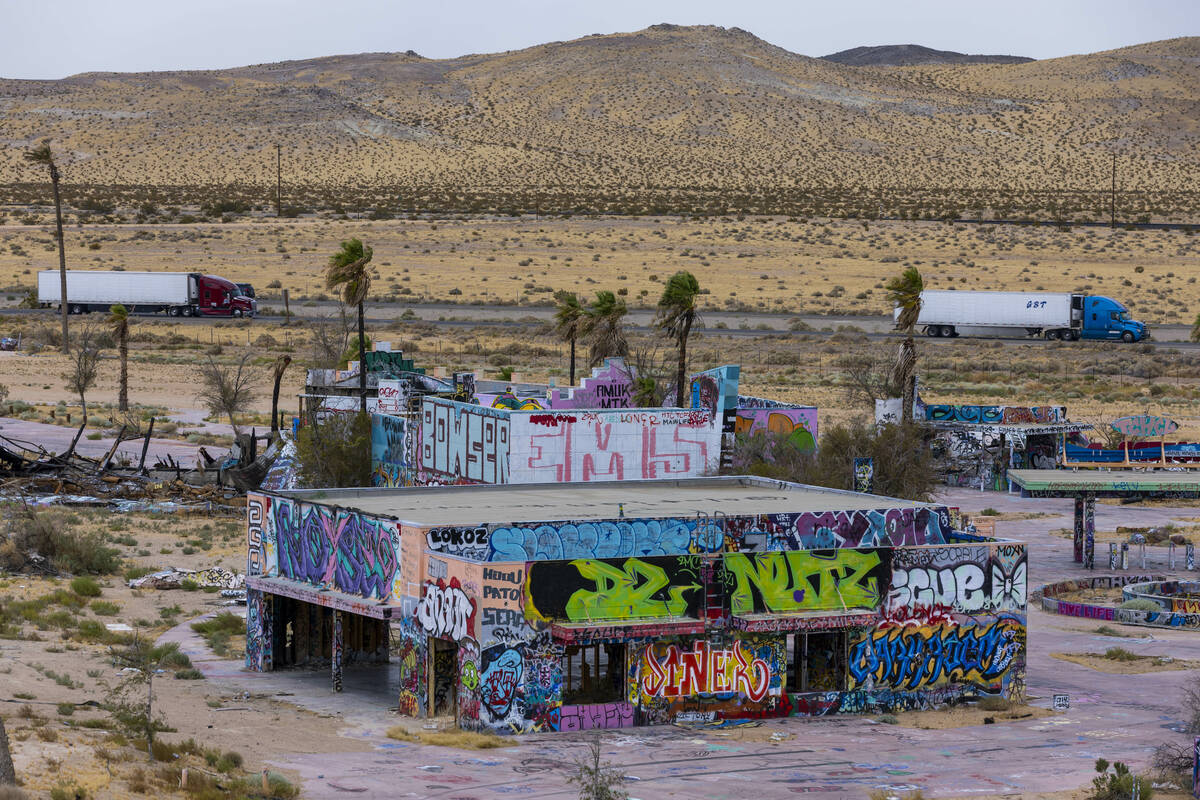 Buildings are heavily damaged and covered in graffiti the former Rock-A-Hoola Water Park on Tue ...