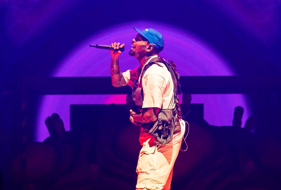 Chris Brown performs during his INDIGOAT Tour at TD Garden on Friday, Sept. 20, 2019, in Boston ...