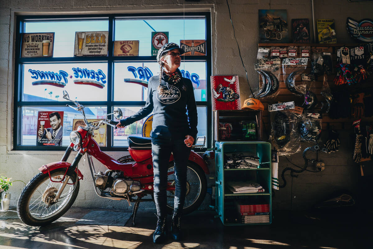 General manager Tara Pierce stands inside of the Main Street Moto store on Thursday, Jan. 11, 2 ...