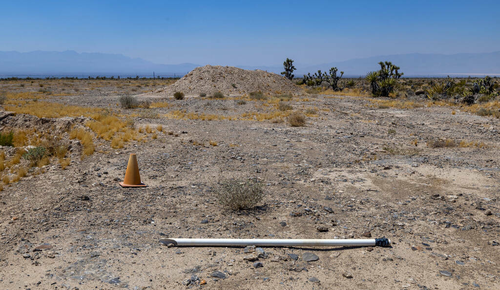 A few bits and pieces on the ground at the location of the new Spaceport on Saturday, July 27, ...