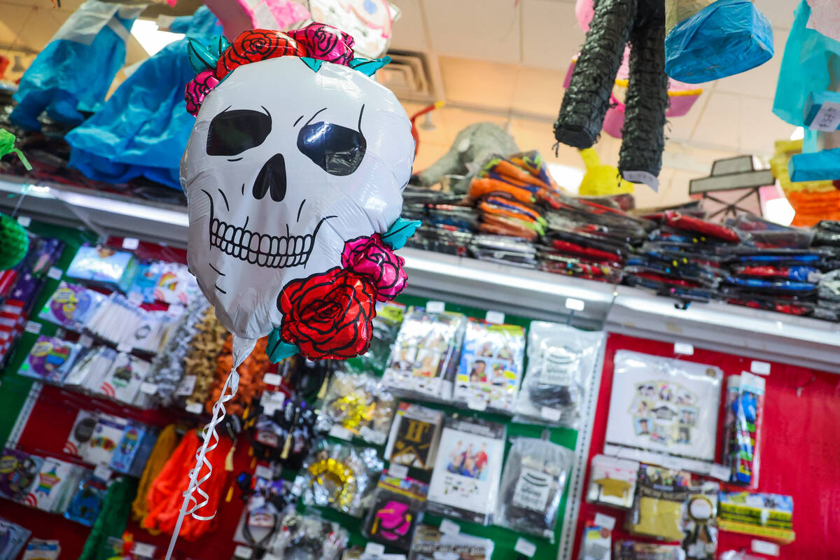 A skull balloon floats inside of Party Vegas on Wednesday, July 31, 2024, in Las Vegas. (Madeli ...