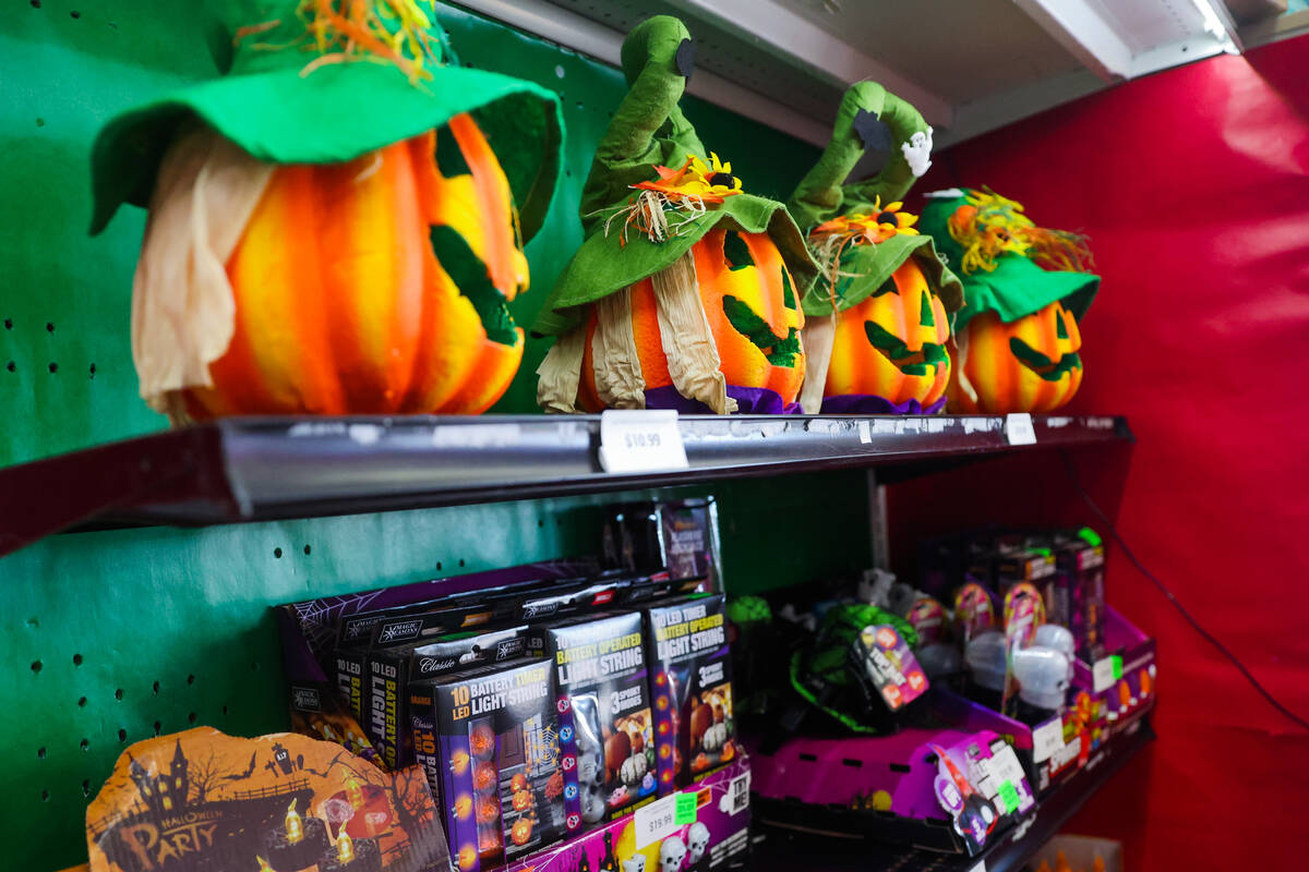 Select Halloween merchandise is displayed inside of Party Vegas on Wednesday, July 31, 2024, in ...