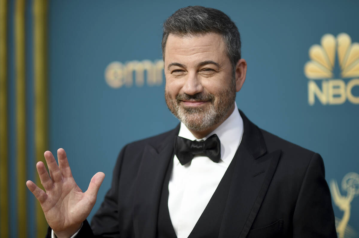 Jimmy Kimmel appears at the 74th Primetime Emmy Awards in Los Angeles, Sept. 12, 2022. Photo by ...