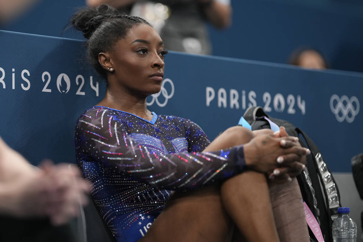 Simone Biles, of the United States, is seen during the women's artistic gymnastics all-around f ...