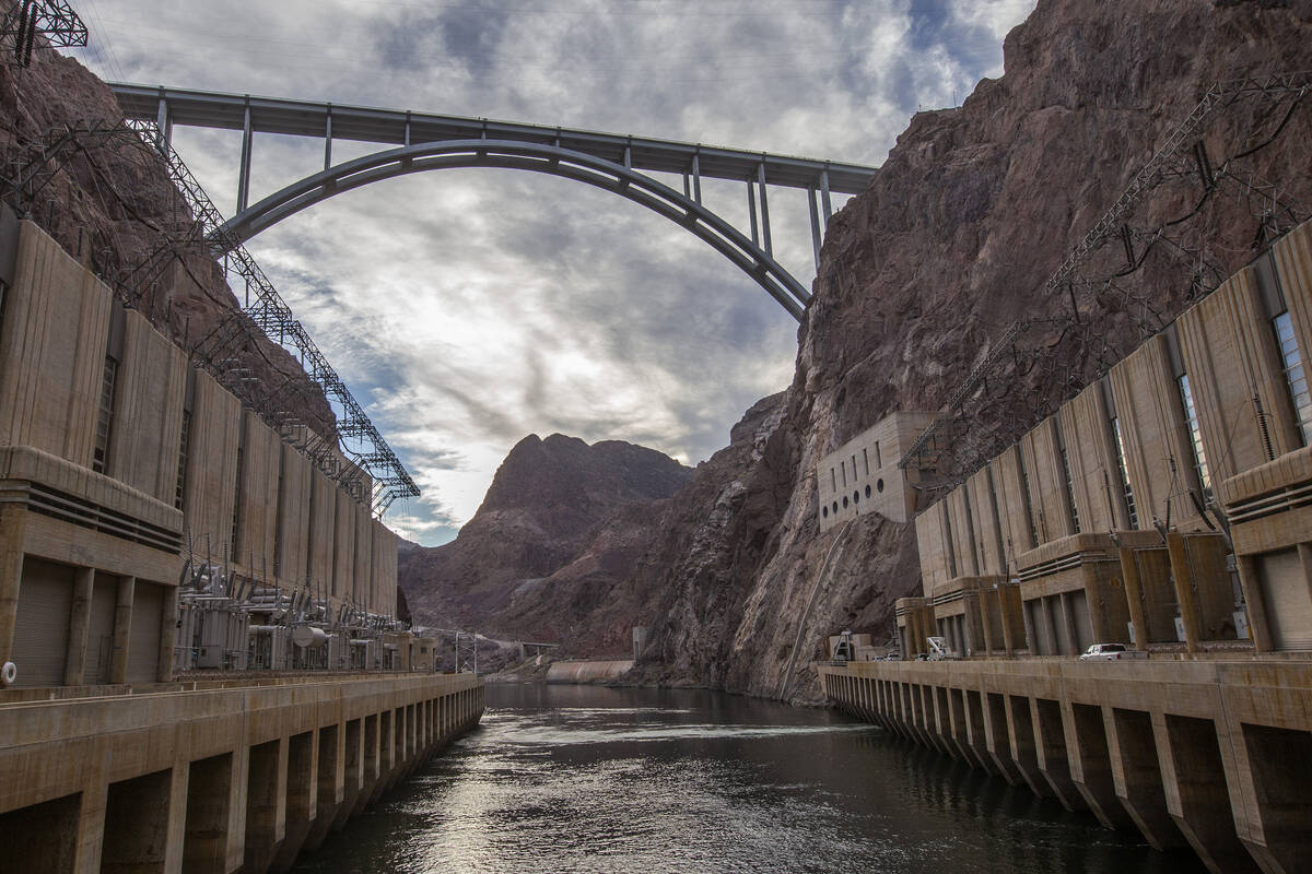 The base of Hoover Dam on Friday, Dec. 13, 2019. (Ellen Schmidt/Las Vegas Review-Journal) @elle ...