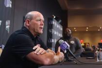 UNLV football coach Barry Odom addresses the media on the second day of the Mountain West Footb ...