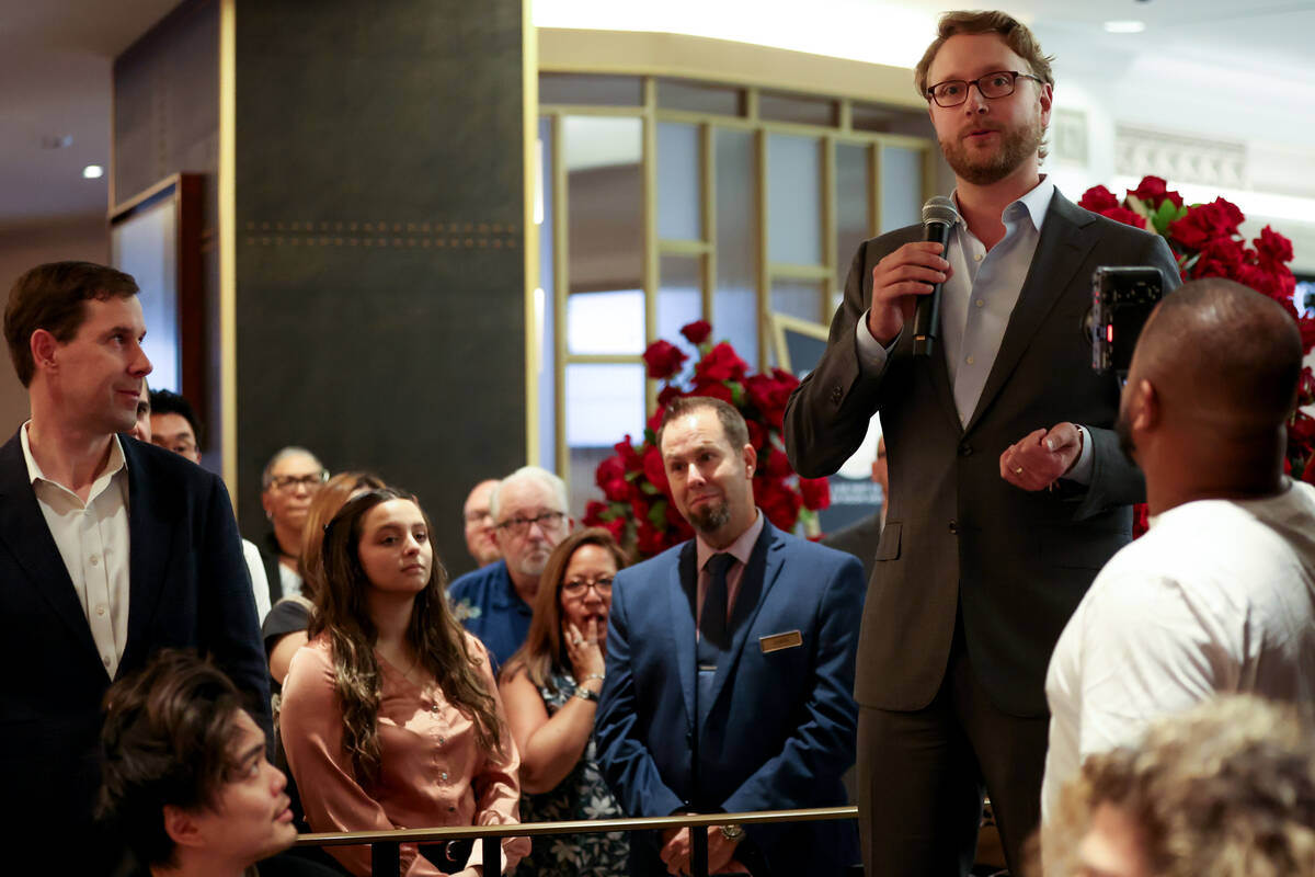 Venetian CEO Patrick Nichols speaks during an opening event for a new poker room in the Grand C ...