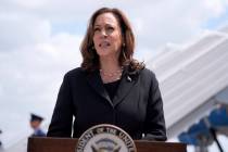 Vice President Kamala Harris delivers remarks at George Bush Intercontinental Airport, Thursday ...