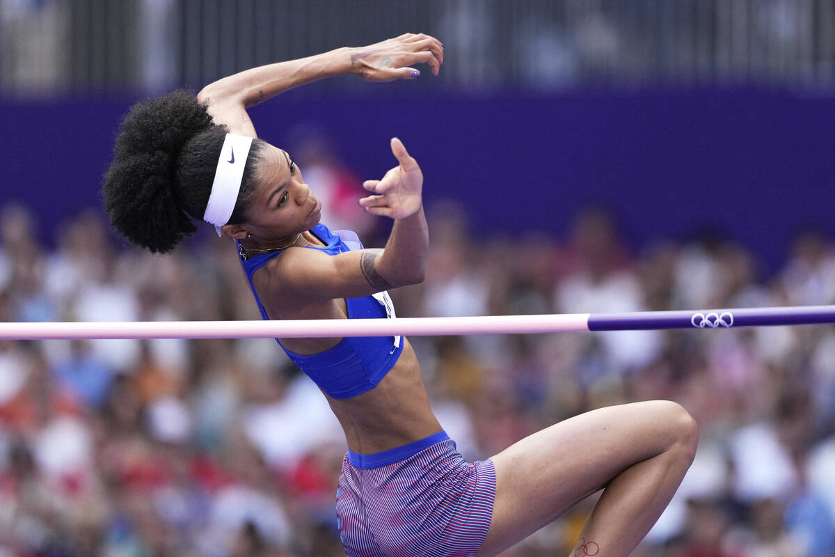 Vashti Cunningham, of the United States, makes an attempt in the women's high jump qualificatio ...