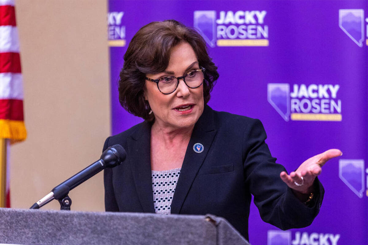 U.S. Senator Jacky Rosen (D-NV) on Friday, Aug. 18, 2023, in Las Vegas. (L.E. Baskow/Las Vegas ...