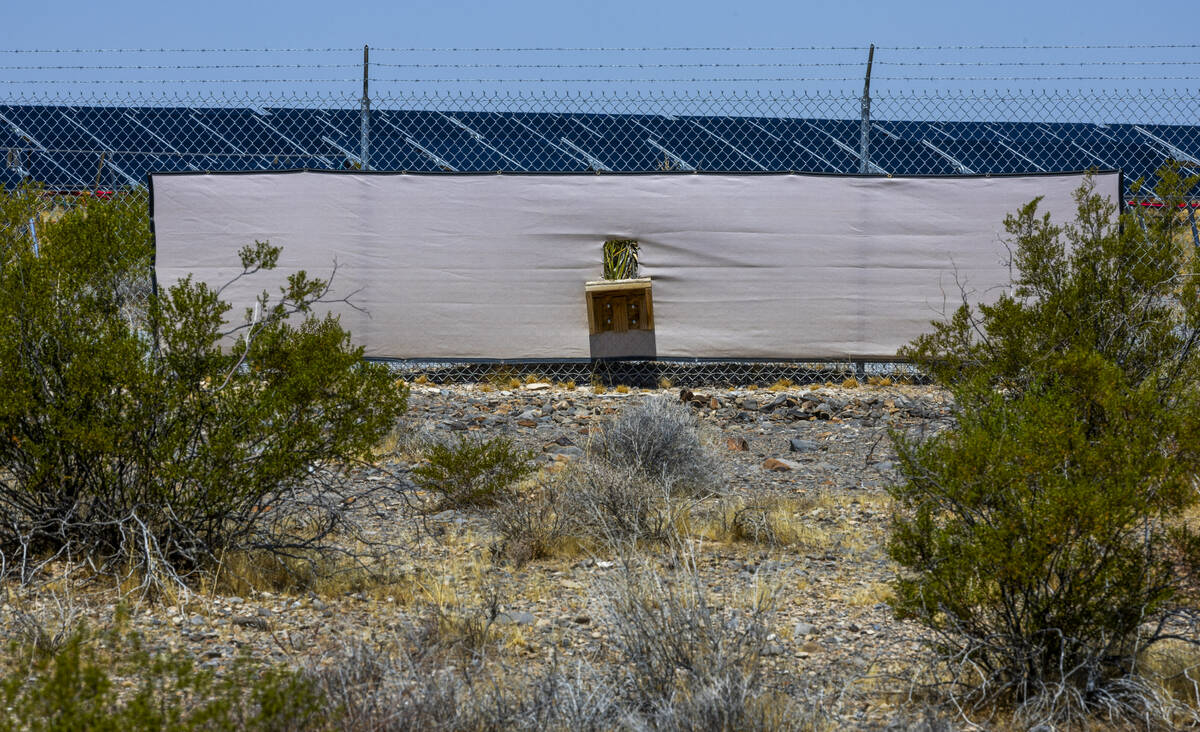 A wildlife passway installed in the fenceline adjacent to the Yellow Pine Solar Project in an a ...