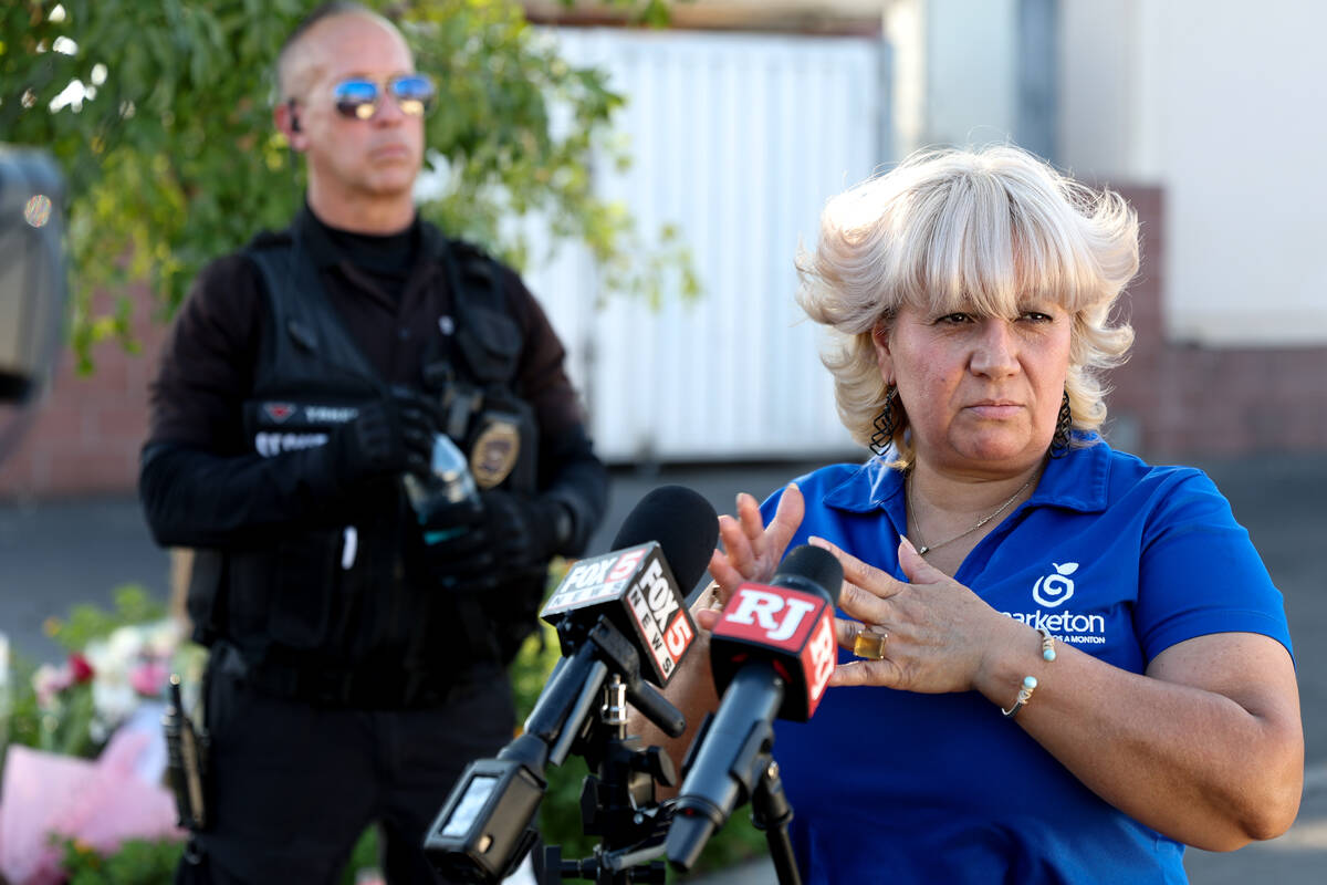 Luby Grunden, a spokesperson for the family of Alexander Maceo-Sanabria, speaks during a news c ...