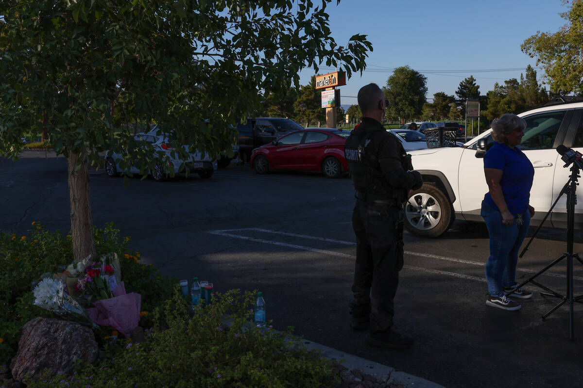 Luby Grunden, right, a spokesperson for the family of Alexander Maceo-Sanabria, speaks during a ...