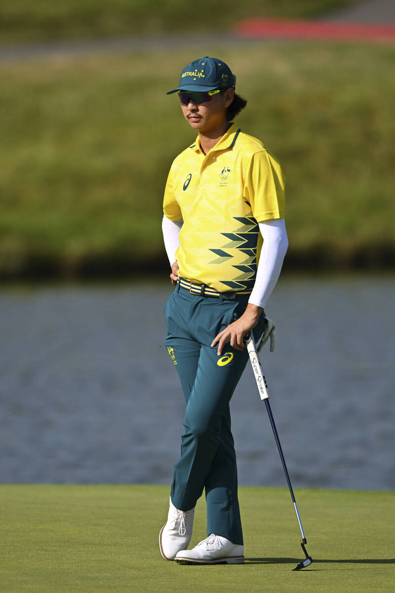 Min Woo Lee of Team Australia on the second green during the first round of the 2024 Paris Oly ...