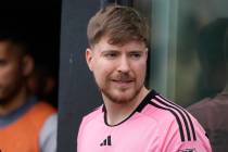 Jimmy Donaldson, the popular YouTube video maker who goes by MrBeast, wears a Lionel Messi jers ...