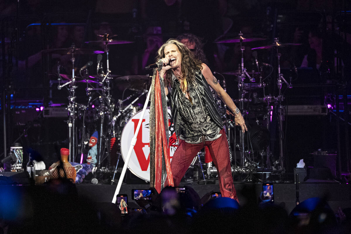 Steven Tyler of Aerosmith performs during night one of their "Peace Out: The Farewell Tour" on ...