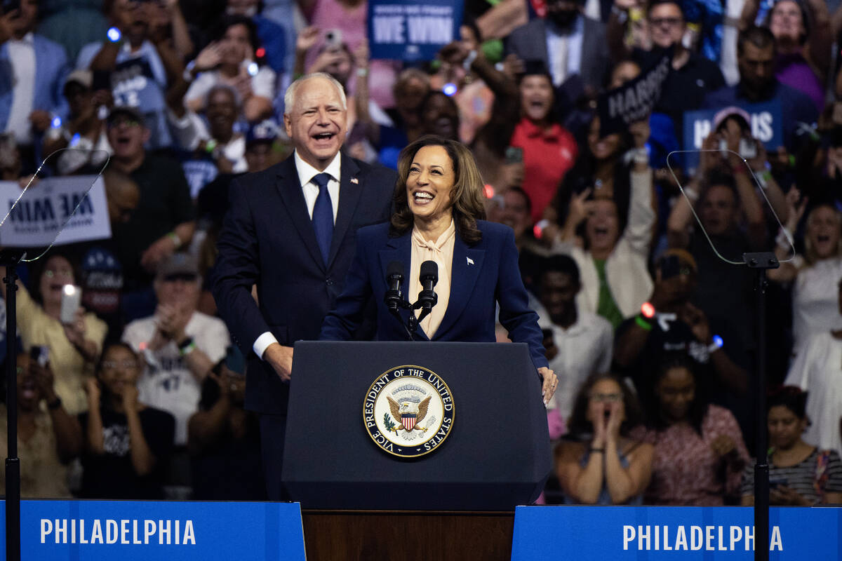 Democratic presidential nominee Vice President Kamala Harris and her running mate Minnesota Gov ...