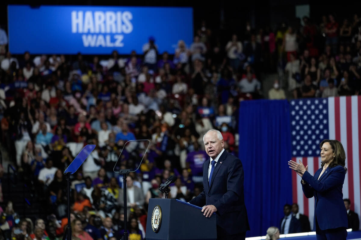 Democratic presidential nominee Vice President Kamala Harris and her running mate Minnesota Gov ...