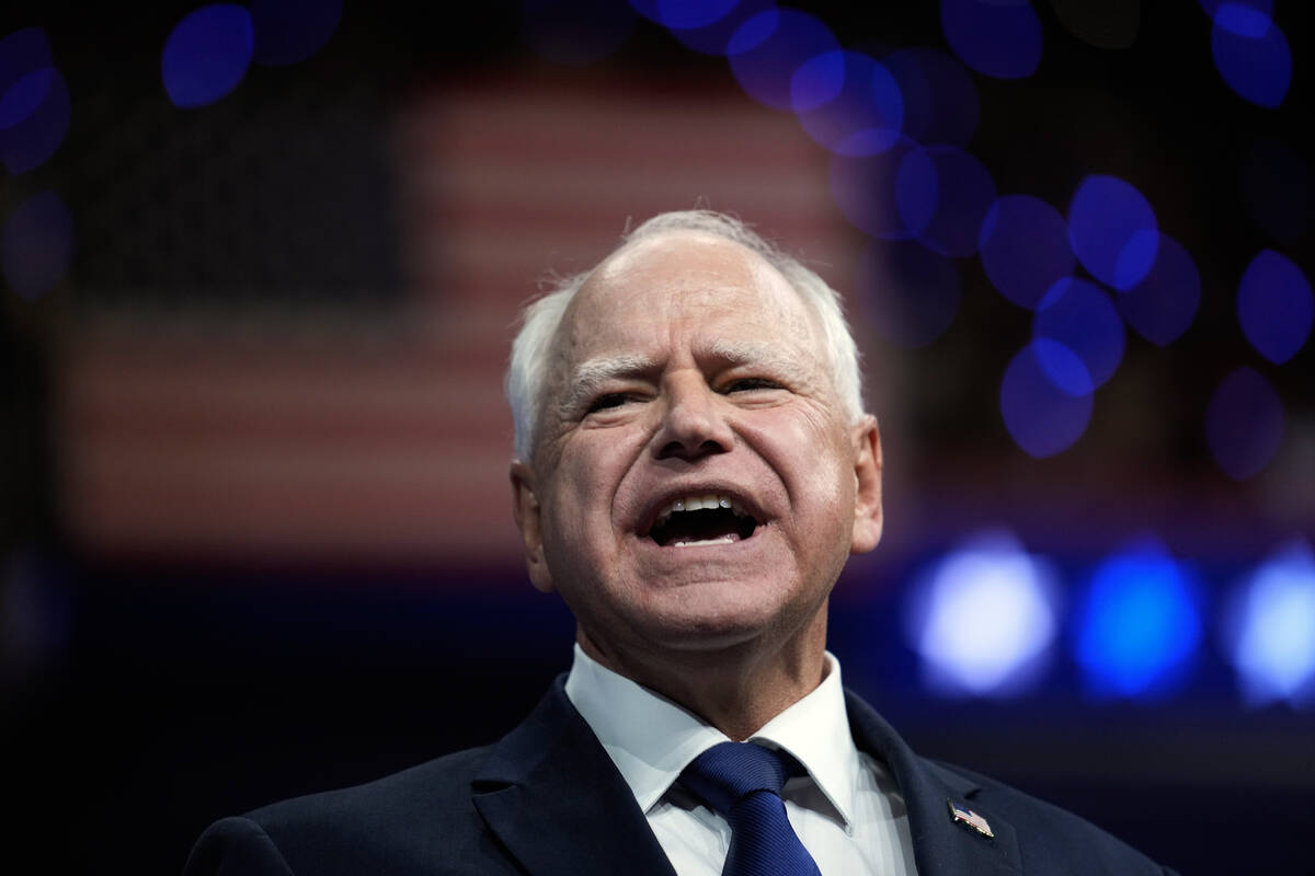 Democratic vice presidential nominee Minnesota Gov. Tim Walz speaks at a campaign rally in Phil ...