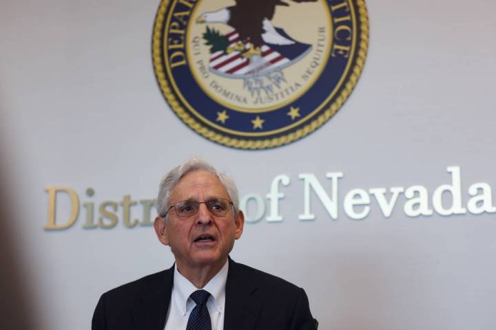 U.S. Attorney General Merrick Garland speaks at a press conference at the U.S. Attorney’ ...