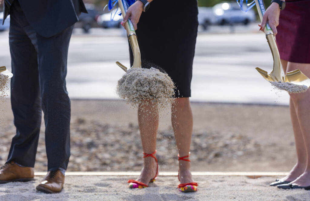 Mayor Michelle Romero and others break ground on the Reimagine Boulder Highway project on Monda ...