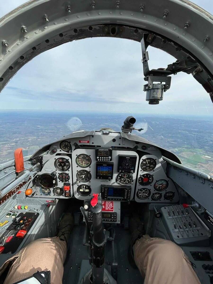 The interior of the cockpit of an L-29 training jet being acquired by the developers of the Las ...