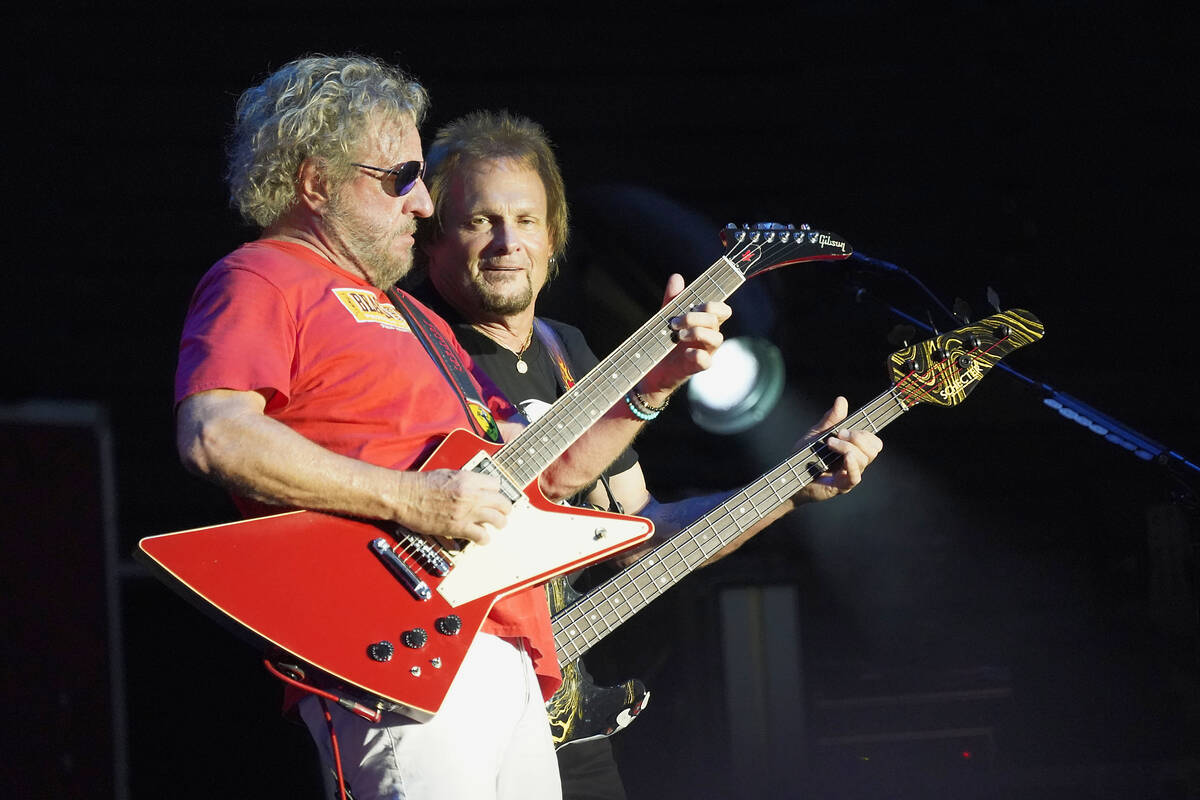 Michael Anthony and Sammy Hagar performs with The Circle at RiverEdge Park in Aurora, Ill. on S ...